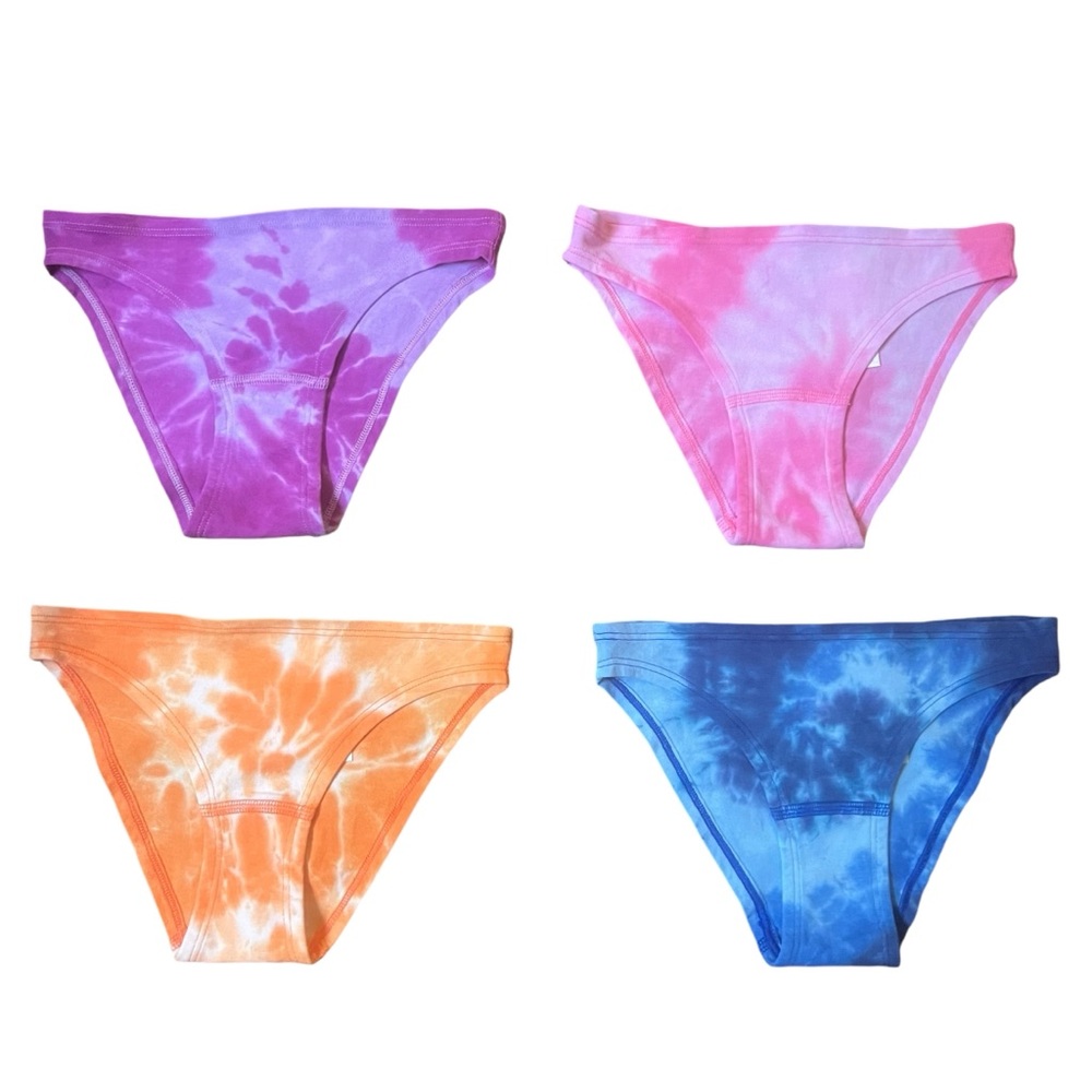 NWT VICTORIA’S SECRET PINK TIE-DYE EXTRA LOW RISE BIKINI 4-PAIRS SIZE XS